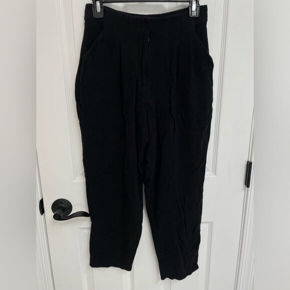 ASOS Design Black Linen Blend Lining High Rise Pants Women’s Petite Size 4 - Picture 1 of 6